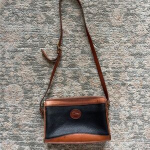 Vintage Dooney & Bourke Black and Brown Leather Crossbody Bag